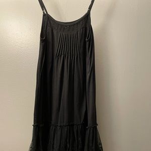 Black cotton dress with tulle at the bottom